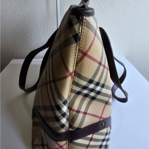 Burberry Haymarket Check Tote Bag Brown - Picture 6 of 16